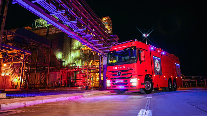Fire Truck in Oil Refinery